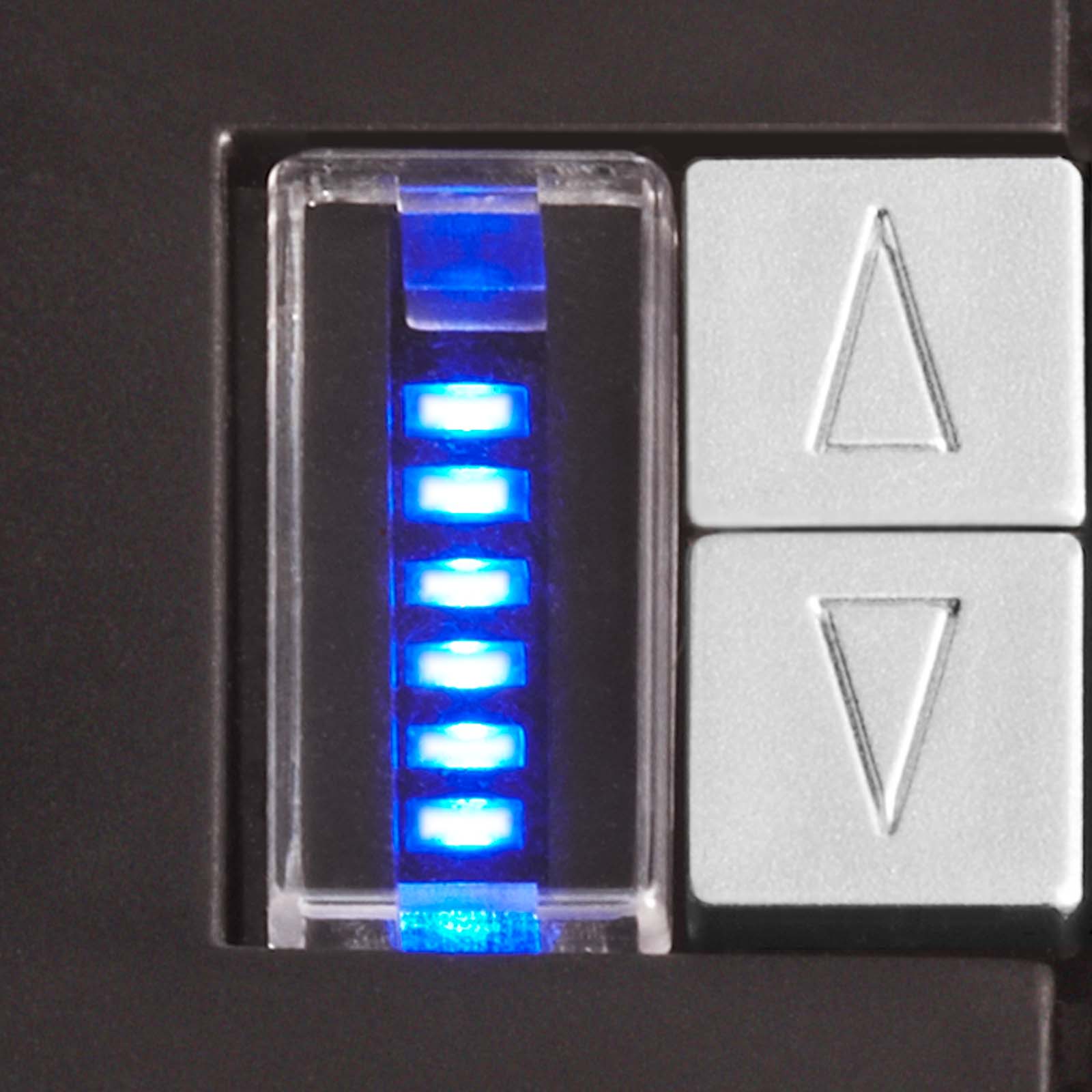 Die LED-Anzeige des elektrischen Aluminium Toasters.