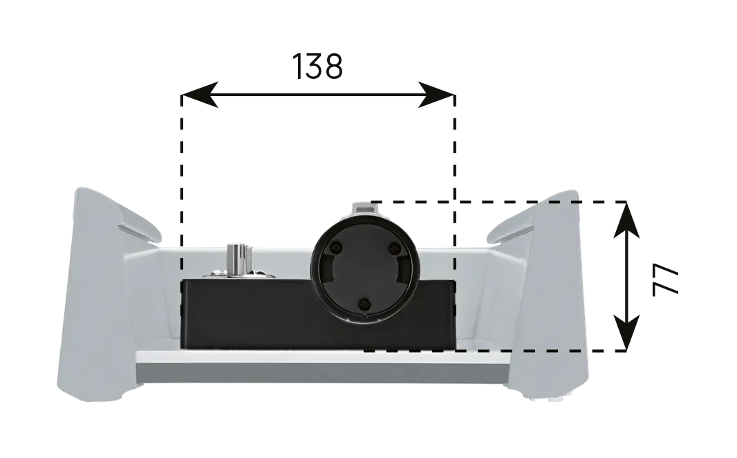 A picture of a dimensional drawing of the built-in hand blender, with the technical data 2.