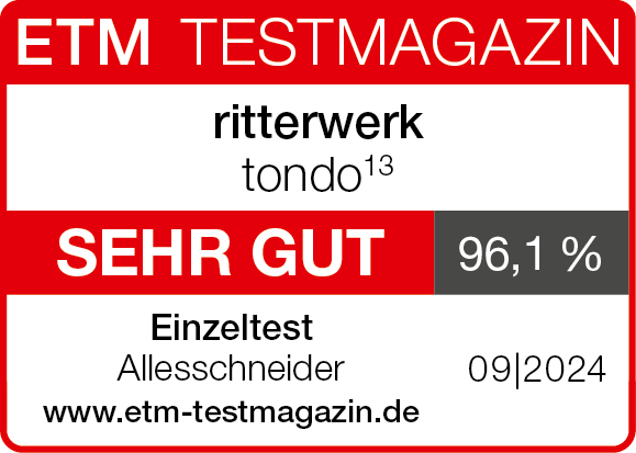 Auszeichnung Auszeichnung vom ETM Testmagazin für den semi-professionellen Feinschneider, mit der Note "sehr gut" (96,1%)