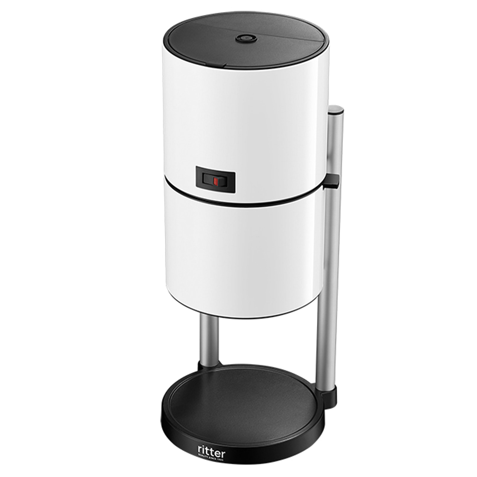Ein Bild der weißen Kaffeemaschine ohne Isolierkanne.