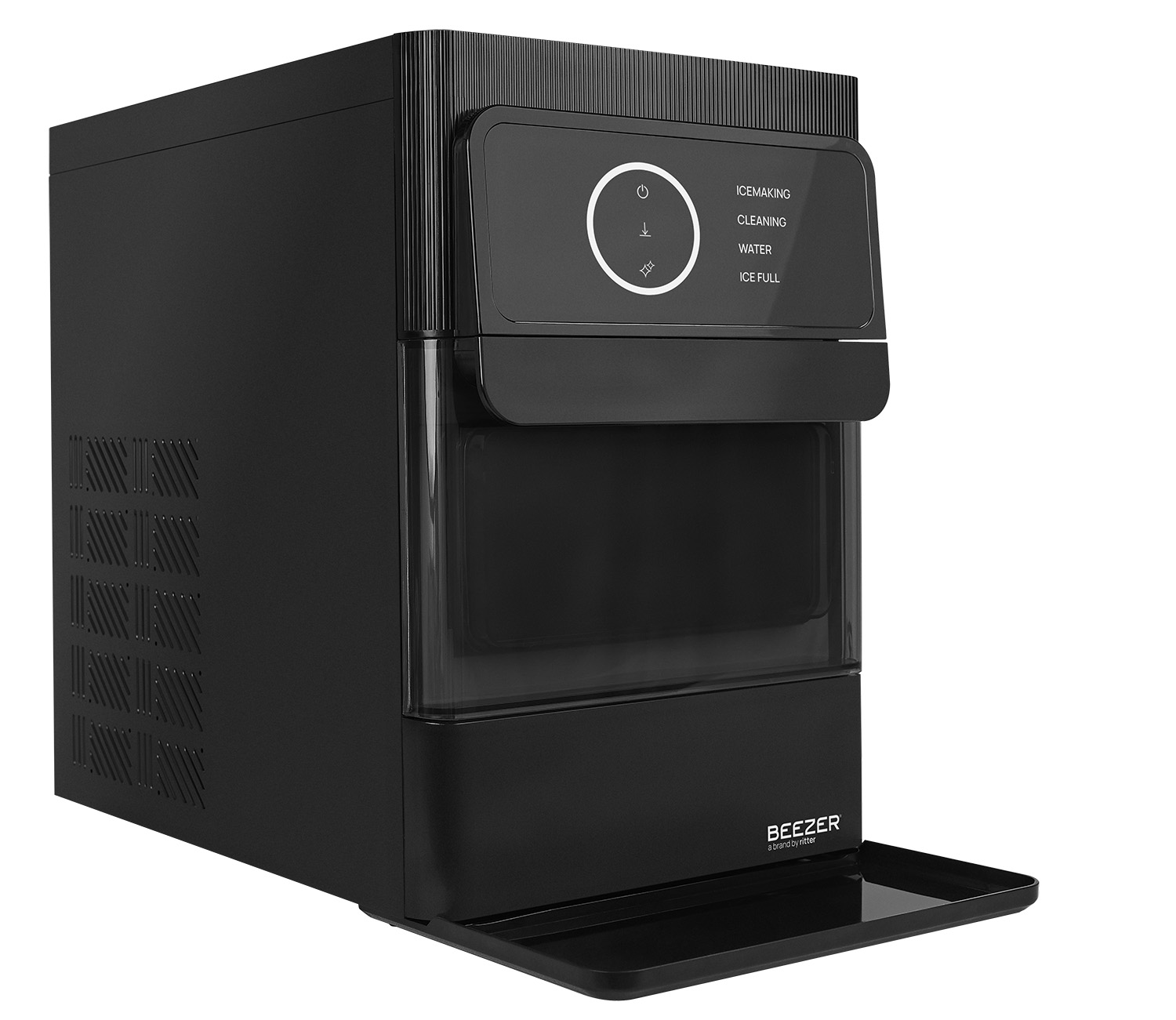 Schwarze Eiskugelmaschine seitliche Ansicht