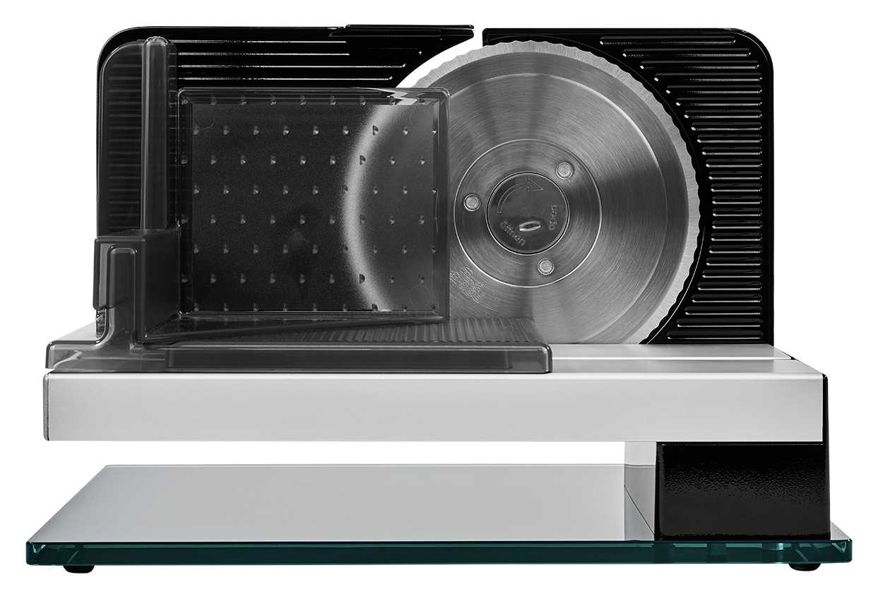 Elektrischer Allesschneider in schwarz, Rückansicht