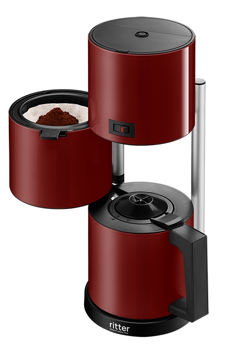 Kaffeemaschine, geöffnet mit Filter und Kaffee