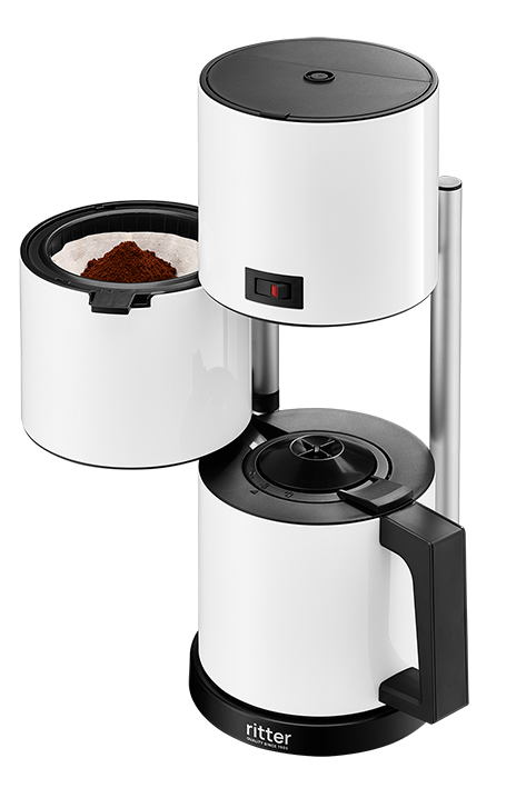 Kaffeemaschine, geöffnet mit Filter und Kaffee