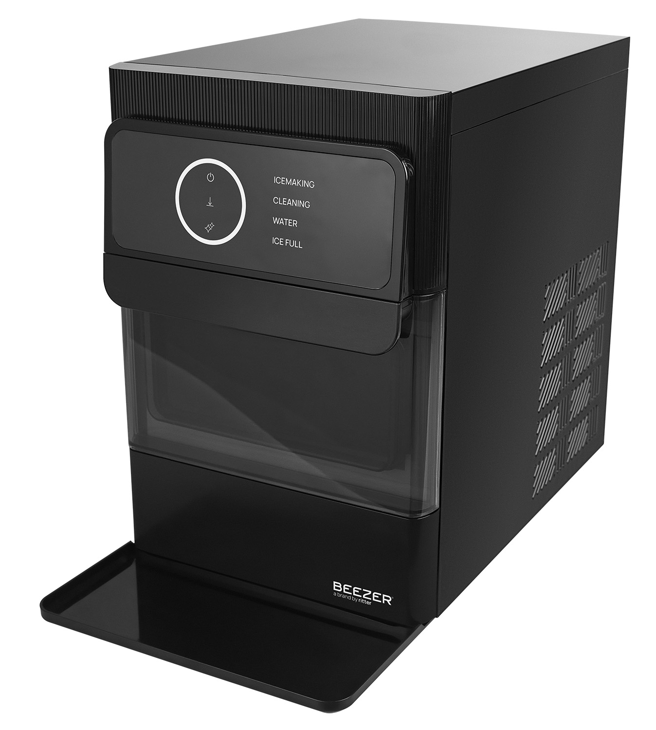Schwarze Eiskugelmaschine seitliche Ansicht