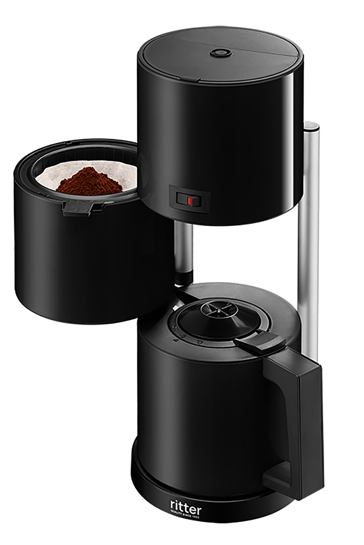 Kaffeemaschine, geöffnet mit Filter und Kaffee
