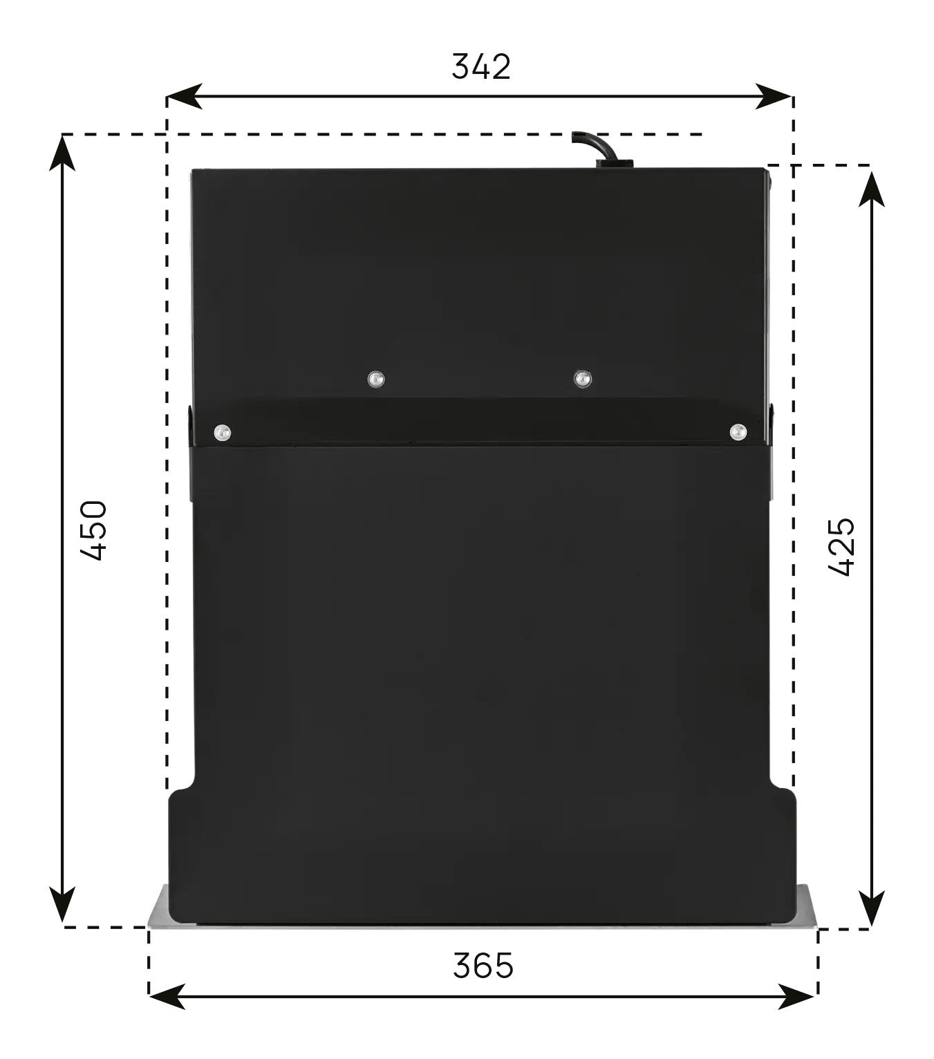 Ein Bild von einer Einbau-Maßzeichnung des Einbau-Sockelsaugers, mit den technischen Daten 3.