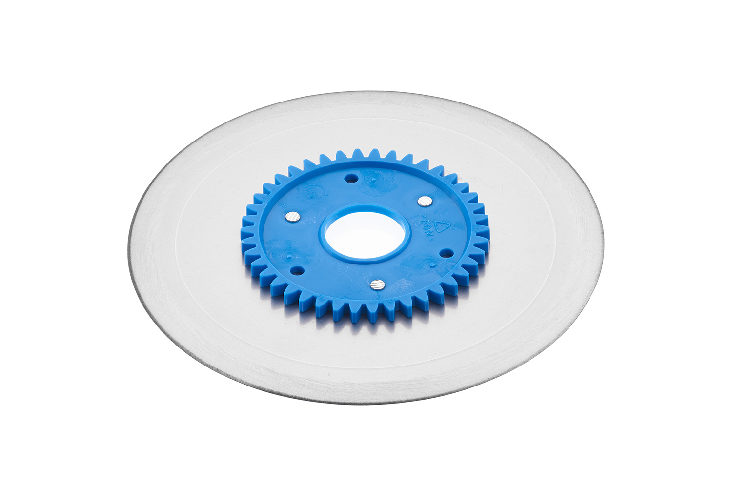 Standard ham- and sausage circular blade with a blue gear